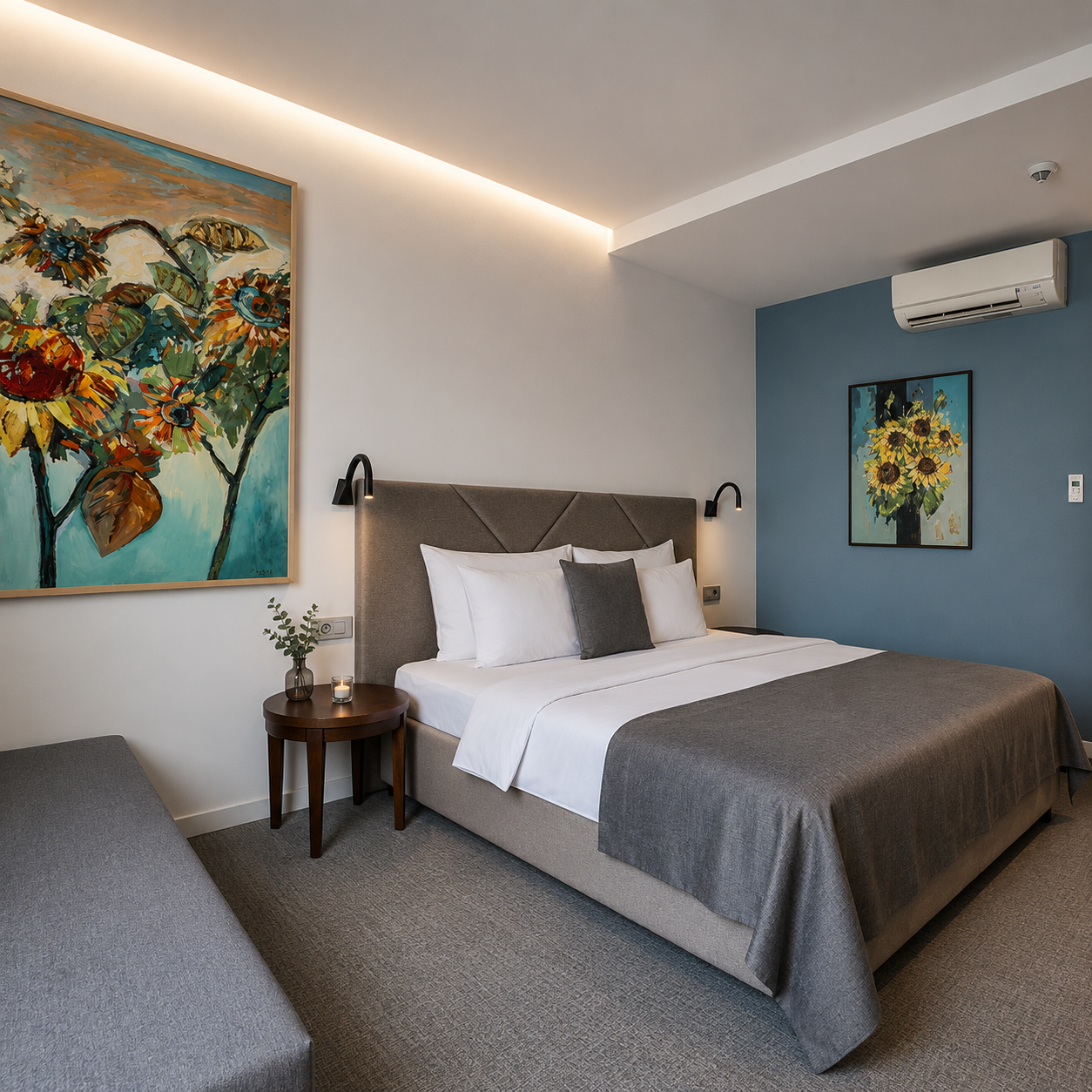 Apartment at Hotel Botanica Belgrade with spacious bedroom and modern interior