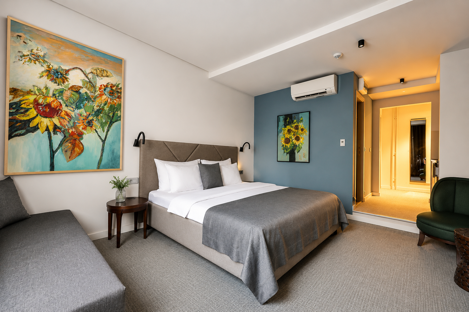 Apartment at Hotel Botanica Belgrade with spacious bedroom and modern interior