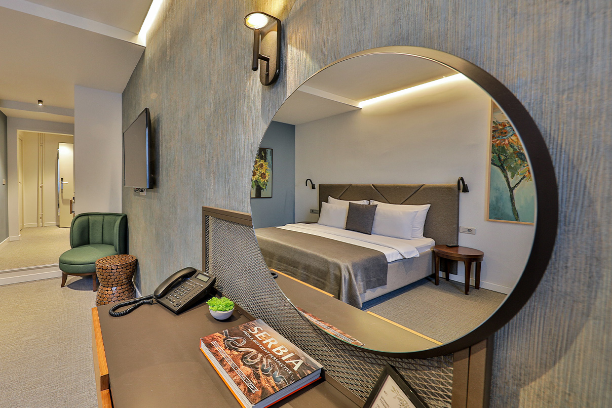 Hotel Botanica – Apartment Interior Details Apartment interior details and workspace at Hotel Botanica Belgrade
